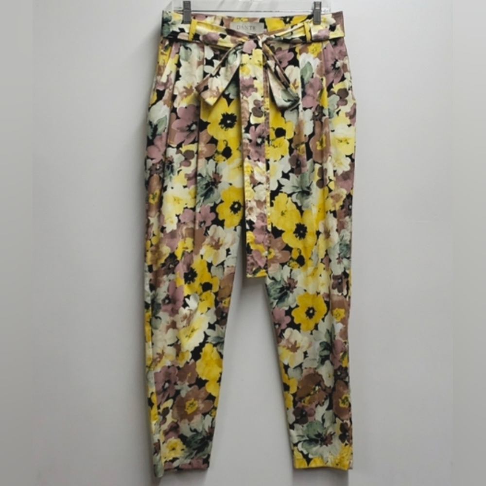 DANTE Floral Pleated Belted Pants Women's Size S/M